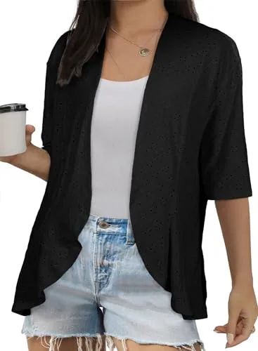 Half Sleeve Kimono Cardigan, Black