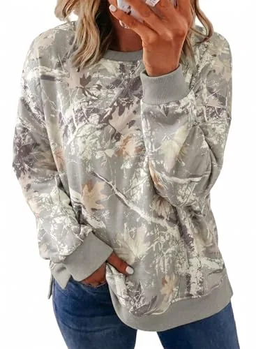 Crew Neck Long Sleeve Sweatshirt V, Khaki