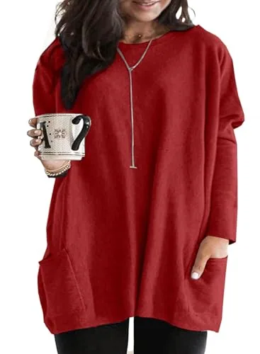 Crew Neck Long Sleeve Top II, Fiery Red