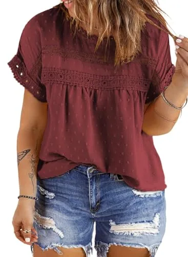 Crew Neck Short Sleeve Dress, Red