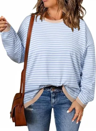 Crew Neck Long Sleeve Sweater, Blue