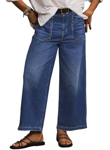 High Waist Loose Jeans, Dark Blue
